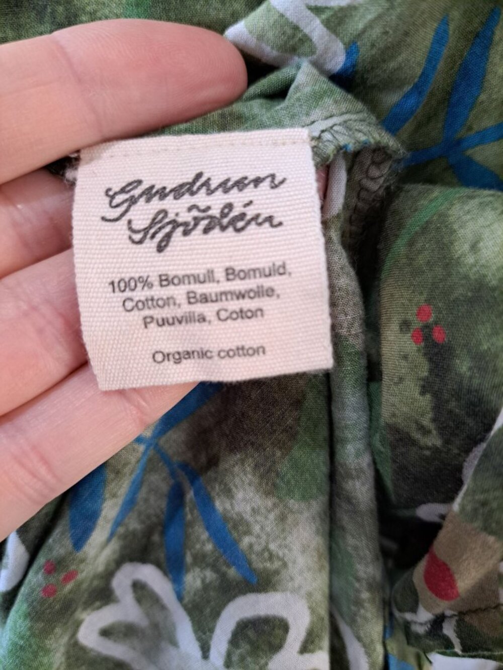 Gudrun Sjödén Organic Cotton Green Floral Tunic Dress Embroidered Size Medium - Picture 6 of 16